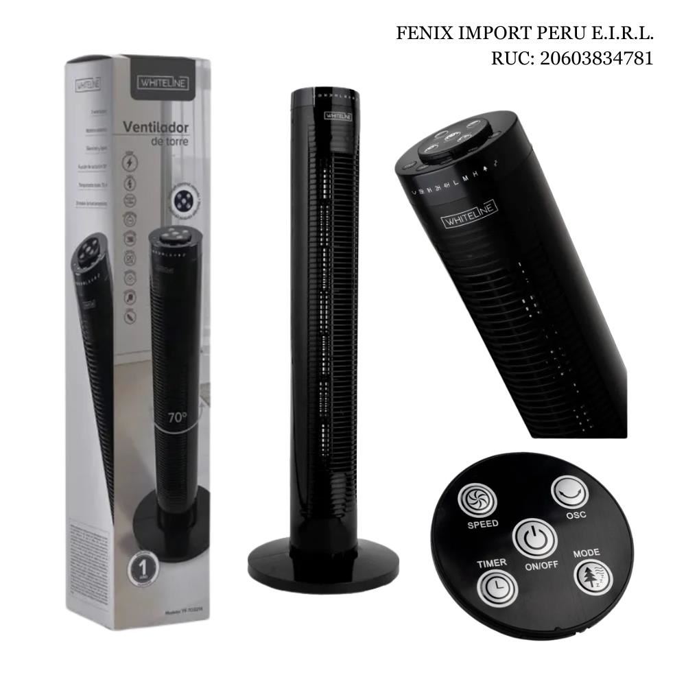 Ventilador de Torre Giratorio Silencioso 3 Velocidades 45W de 70″ 220V Whiteline